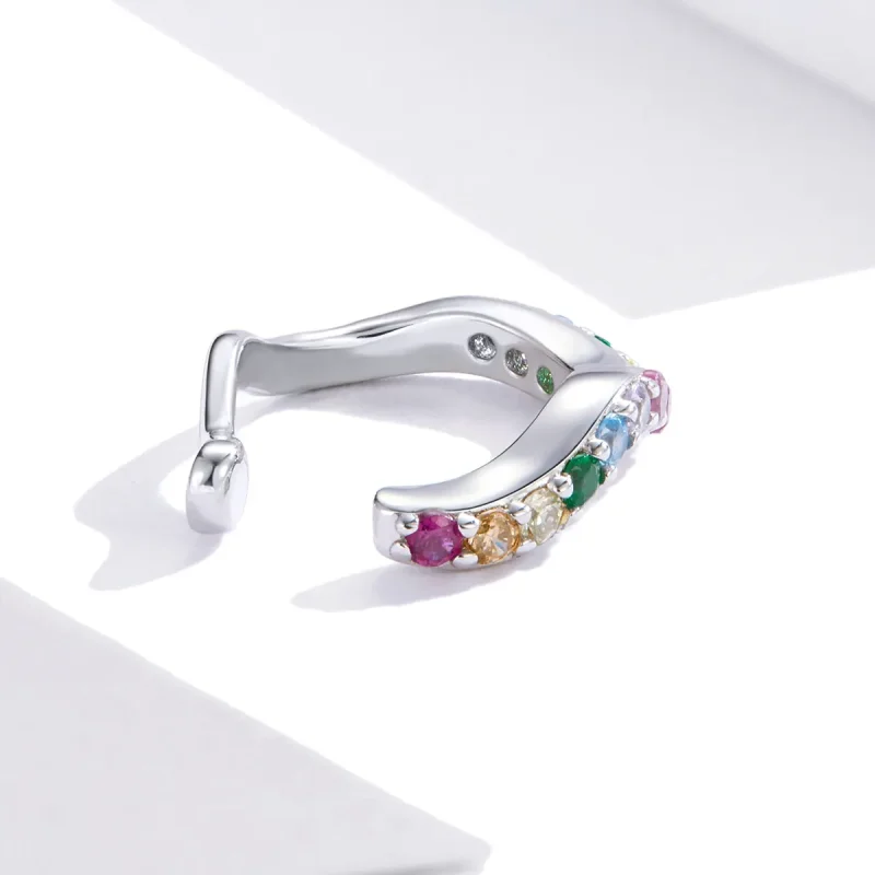 (imagine pentru) Urechi Clip Tip Pandora Curcubeu din argint - SCE894 - Vizualizare 4