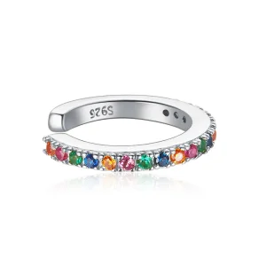 (imagine pentru) Urechi Clip Tip Pandora Curcubeu din argint - SCE993-A