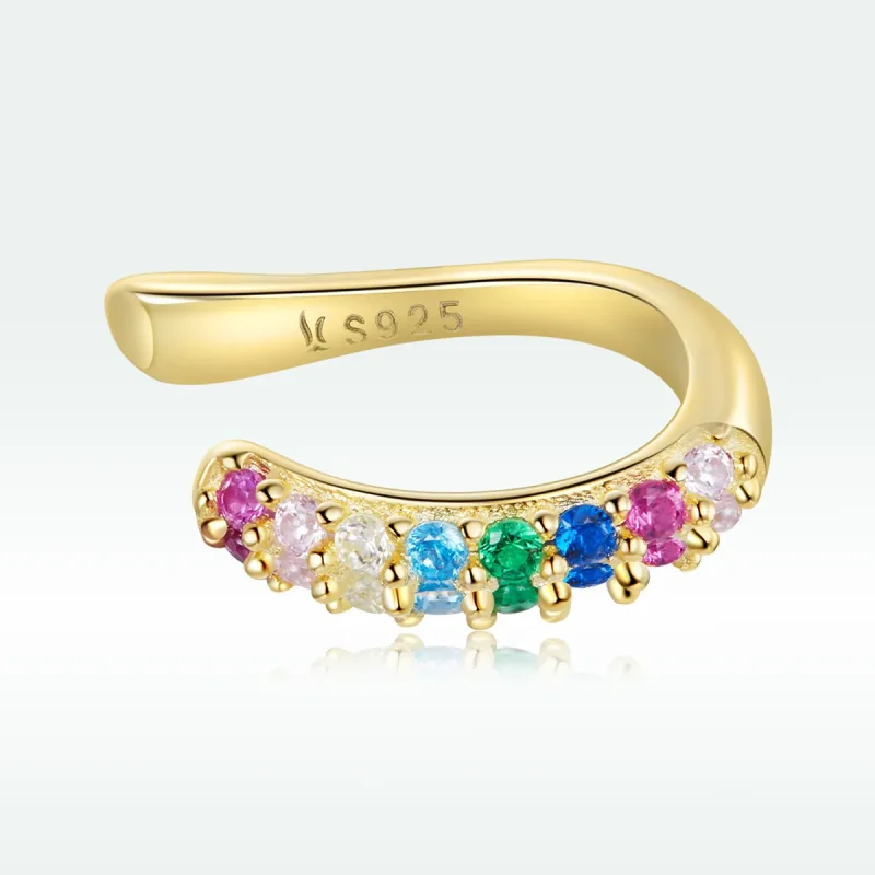 (imagine pentru) Urechi Clip Tip Pandora Curcubeu placat cu aur de 14 k - SCE1101 - Vizualizare 5