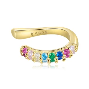 (imagine pentru) Urechi Clip Tip Pandora Curcubeu placat cu aur de 14 k - SCE1101