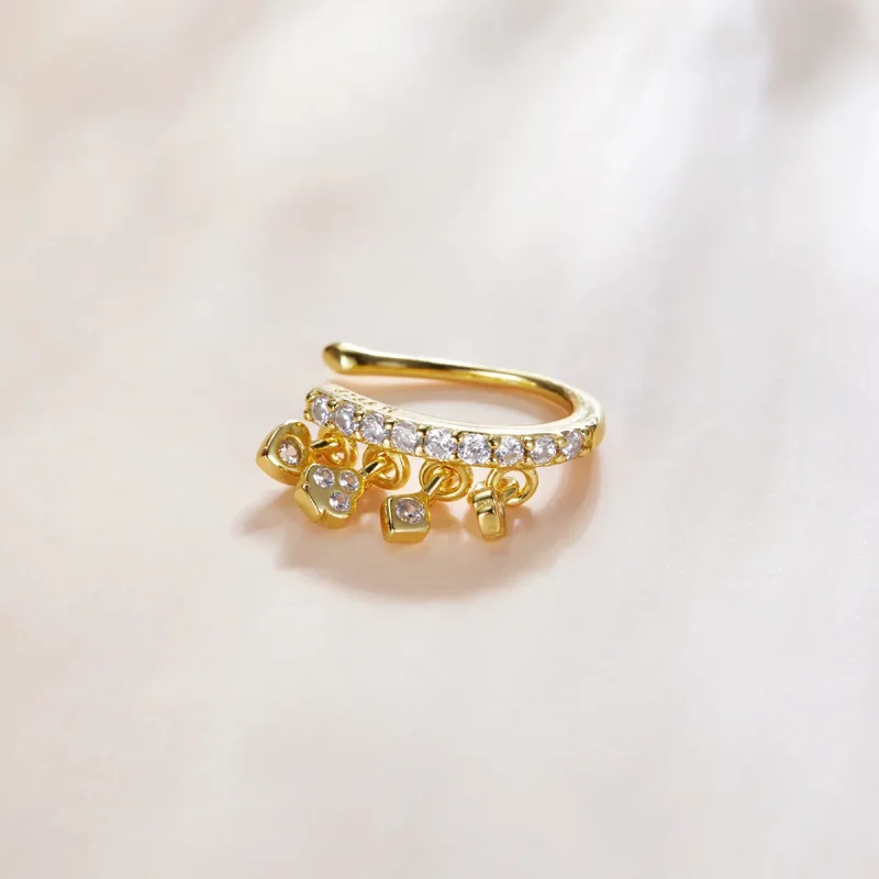 (imagine pentru) Urechi Clip Tip Pandora Fata mea placat cu aur de 14 k - SCE1075 - Vizualizare 2