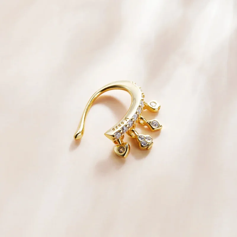 (imagine pentru) Urechi Clip Tip Pandora Fata mea placat cu aur de 14 k - SCE1075 - Vizualizare 3