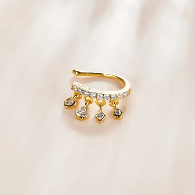 (imagine pentru) Urechi Clip Tip Pandora Fata mea placat cu aur de 14 k - SCE1075 - Vizualizare 4