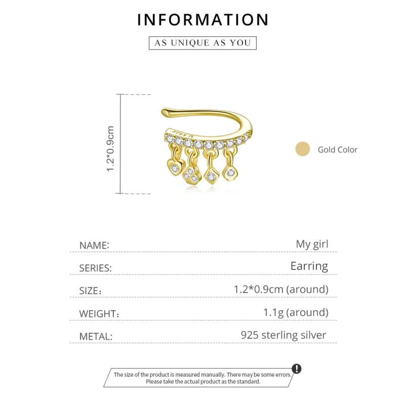 (imagine pentru) Urechi Clip Tip Pandora Fata mea placat cu aur de 14 k - SCE1075 - Vizualizare 8