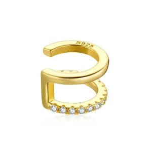 (imagine pentru) Urechi Clip Tip Pandora Simplu placat cu aur de 14 k - SCE994-B