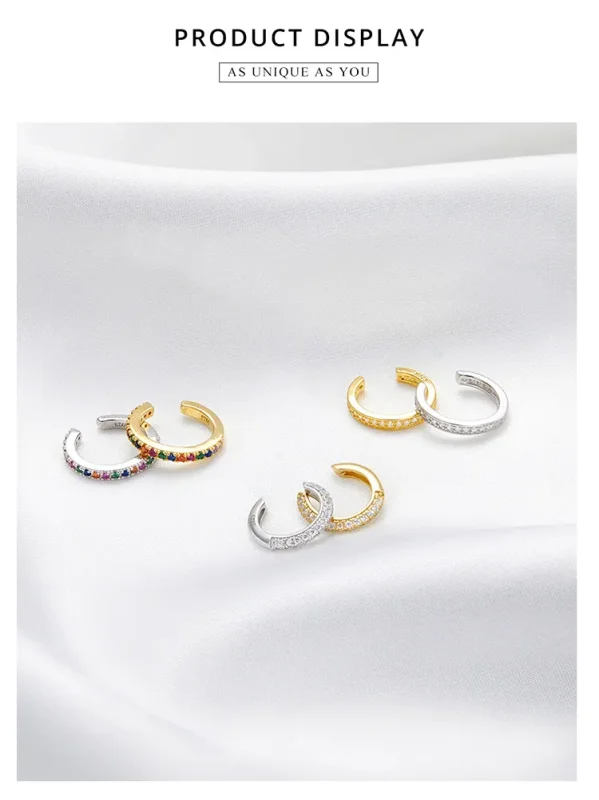(imagine pentru) Urechi Clip Tip Pandora Simplu placat cu aur de 14 k - SCE996-B - Vizualizare 2
