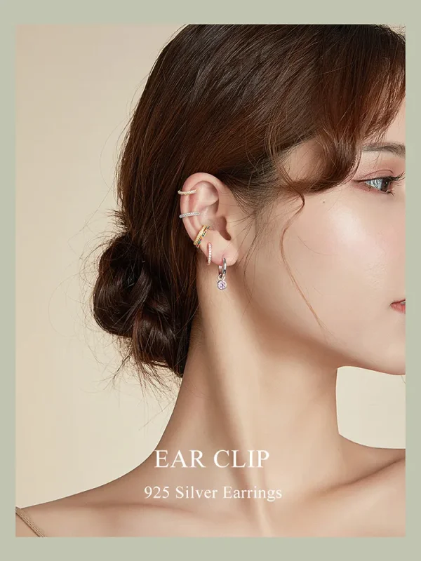 (imagine pentru) Urechi Clip Tip Pandora Simplu placat cu aur de 14 k - SCE996-B - Vizualizare 4