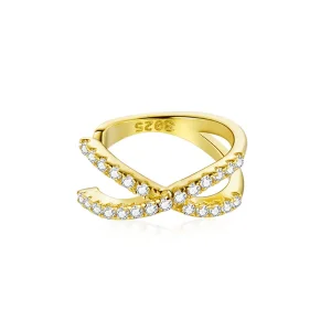 (imagine pentru) Urechi Clip Tip Pandora Traversa placat cu aur de 14 k - SCE997-B