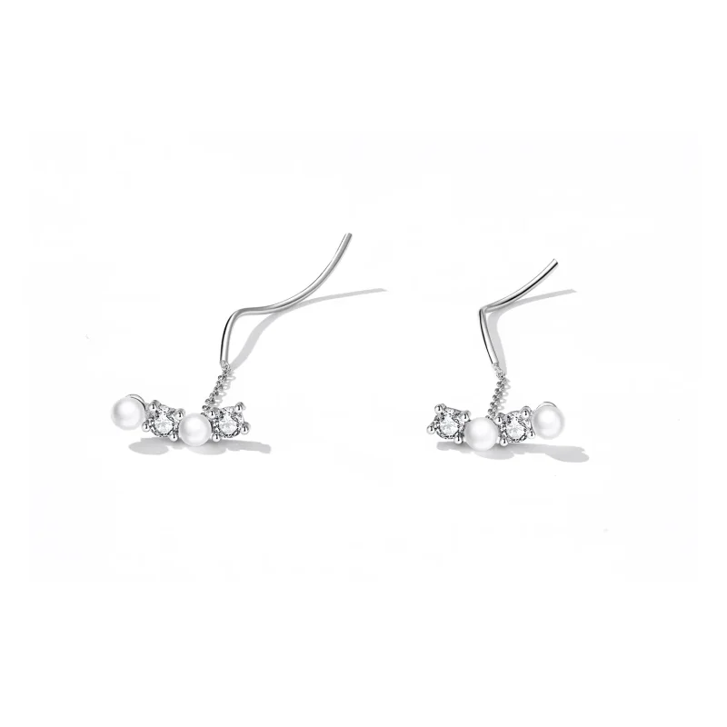 (imagine pentru) Pandora Style Bead Zircon Hanging Earrings - SCE1448 - Vizualizare 2