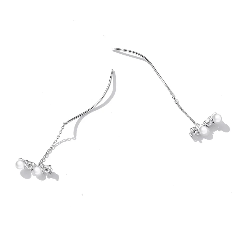 (imagine pentru) Pandora Style Bead Zircon Hanging Earrings - SCE1448 - Vizualizare 3