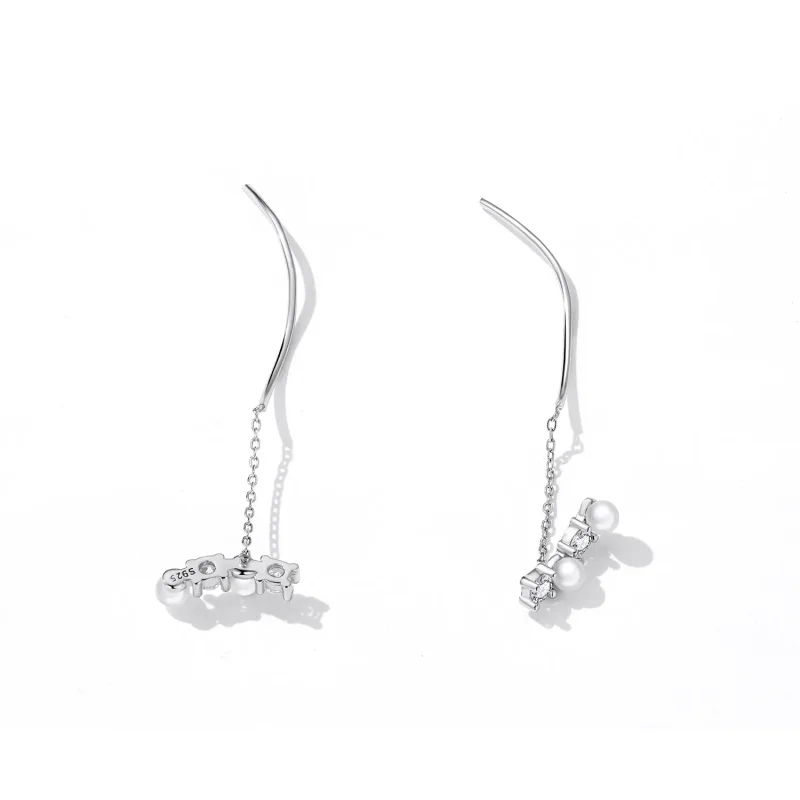 (imagine pentru) Pandora Style Bead Zircon Hanging Earrings - SCE1448 - Vizualizare 4
