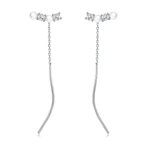 (imagine pentru) Pandora Style Bead Zircon Hanging Earrings - SCE1448