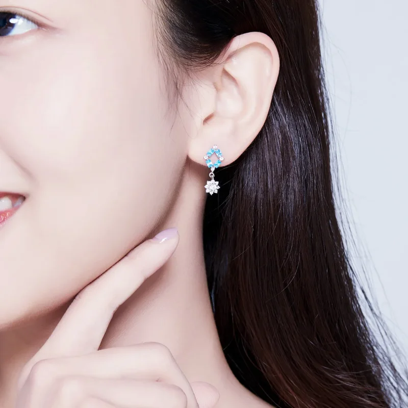 (imagine pentru) Pandora Style Blue Light Hanging Earrings - BSE200 - Vizualizare 5