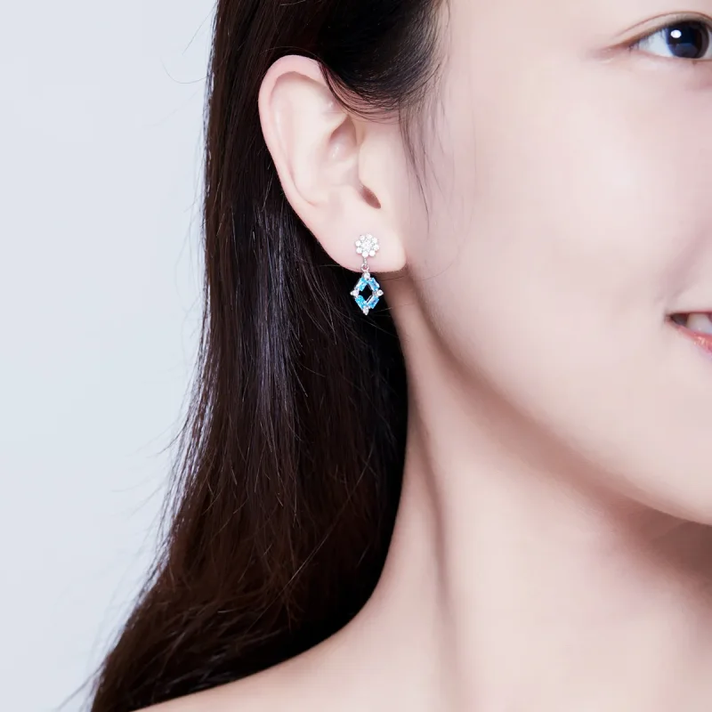 (imagine pentru) Pandora Style Blue Light Hanging Earrings - BSE200 - Vizualizare 6