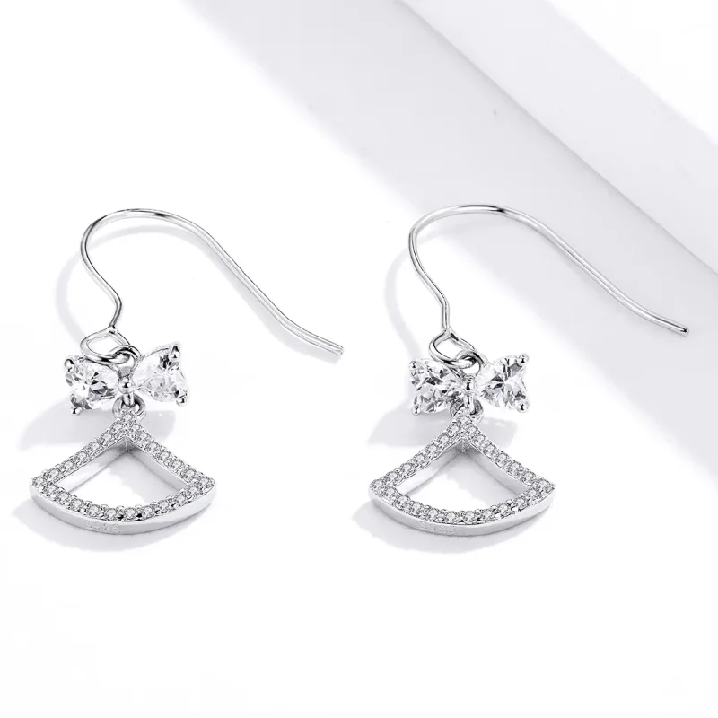 (imagine pentru) Pandora Style Bow Scalloped Hanging Earrings - BSE281 - Vizualizare 3