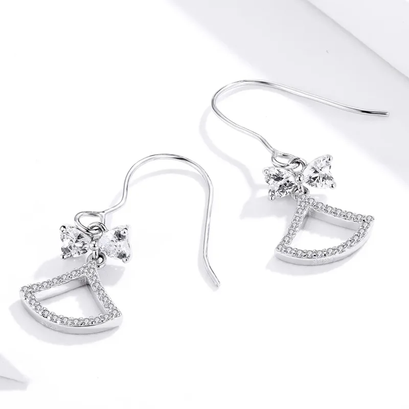 (imagine pentru) Pandora Style Bow Scalloped Hanging Earrings - BSE281 - Vizualizare 4
