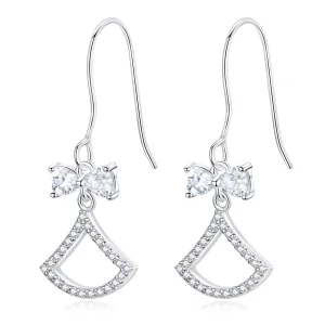 (imagine pentru) Pandora Style Bow Scalloped Hanging Earrings - BSE281