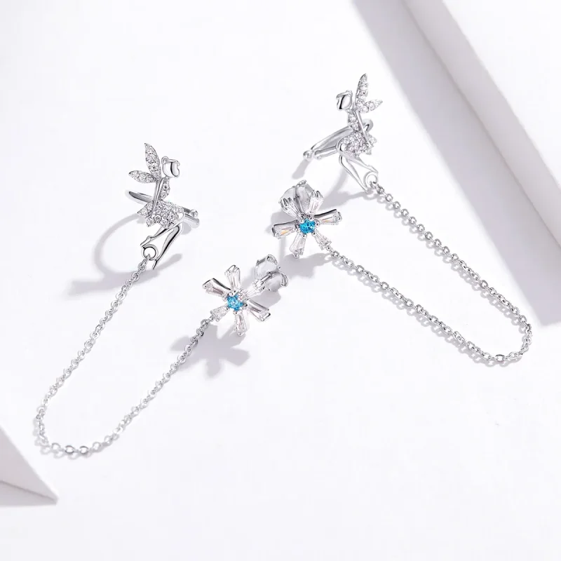 (imagine pentru) Pandora Style Flower Spirit Hanging Earrings - BSE201 - Vizualizare 3