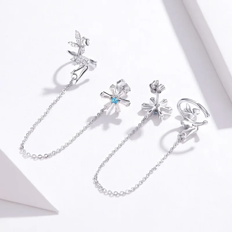 (imagine pentru) Pandora Style Flower Spirit Hanging Earrings - BSE201 - Vizualizare 4