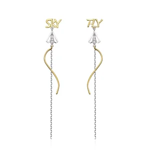 (imagine pentru) Pandora Style Fly to Sky Hanging Earrings - BSE026