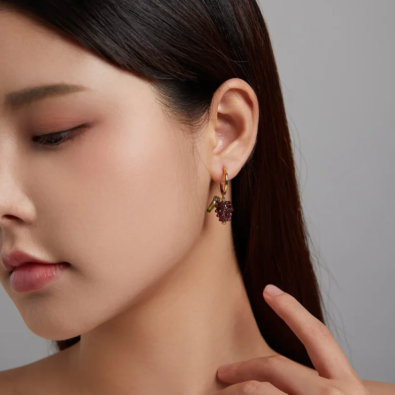 (imagine pentru) Pandora Style Glazed Grapes Hanging Earrings - SCE1213 - Vizualizare 3