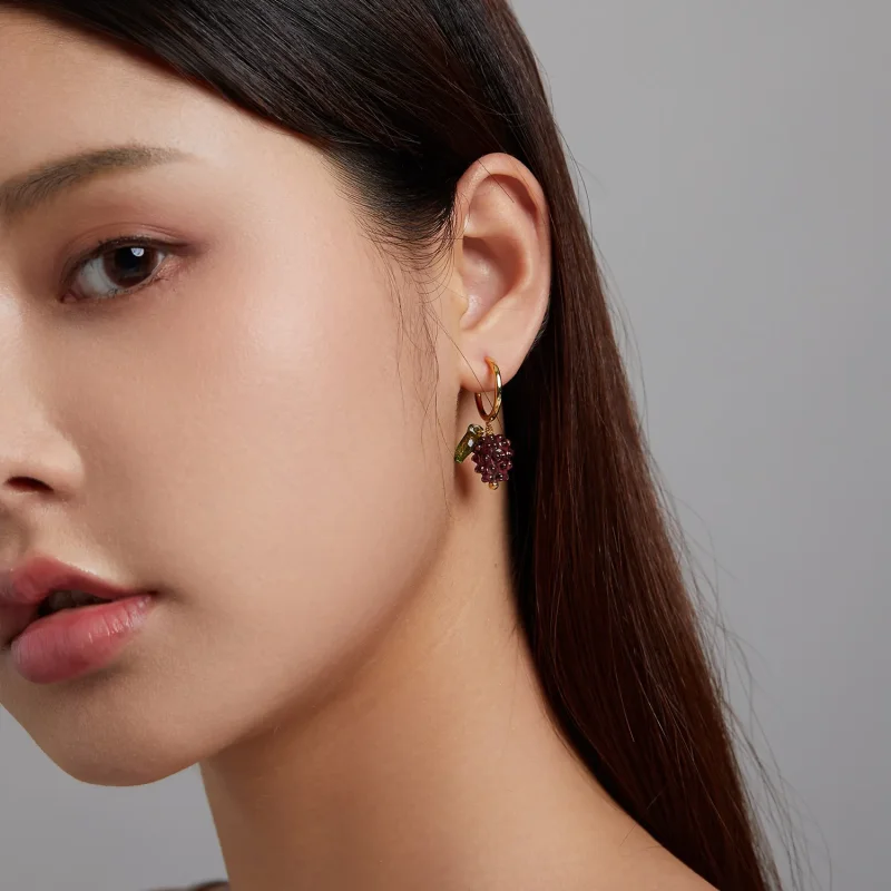 (imagine pentru) Pandora Style Glazed Grapes Hanging Earrings - SCE1213 - Vizualizare 4