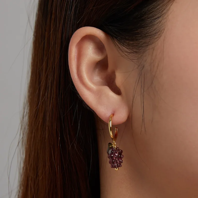 (imagine pentru) Pandora Style Glazed Grapes Hanging Earrings - SCE1213 - Vizualizare 5