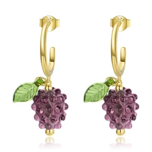 (imagine pentru) Pandora Style Glazed Grapes Hanging Earrings - SCE1213
