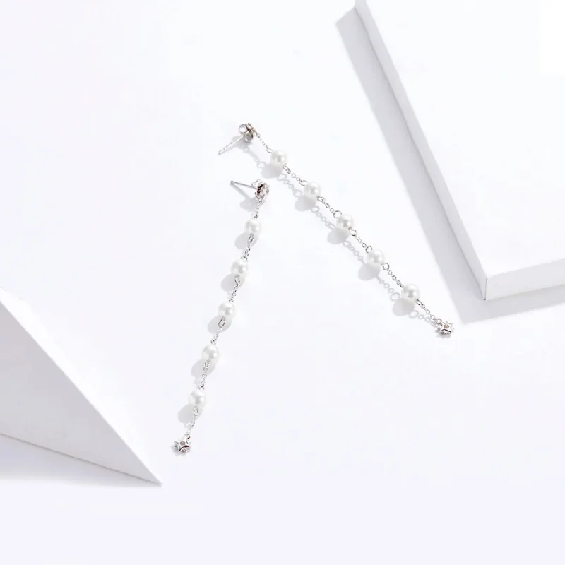(imagine pentru) Pandora Style Pearl Tassel Hanging Earrings - BSE185 - Vizualizare 3