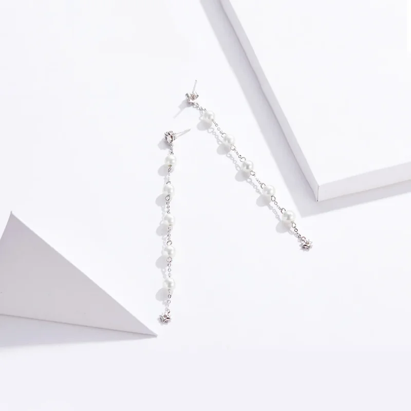 (imagine pentru) Pandora Style Pearl Tassel Hanging Earrings - BSE185 - Vizualizare 4