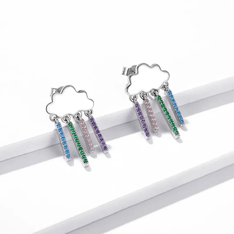 (imagine pentru) Pandora Style Rainbow Rain Hanging Earrings - BSE468 - Vizualizare 4