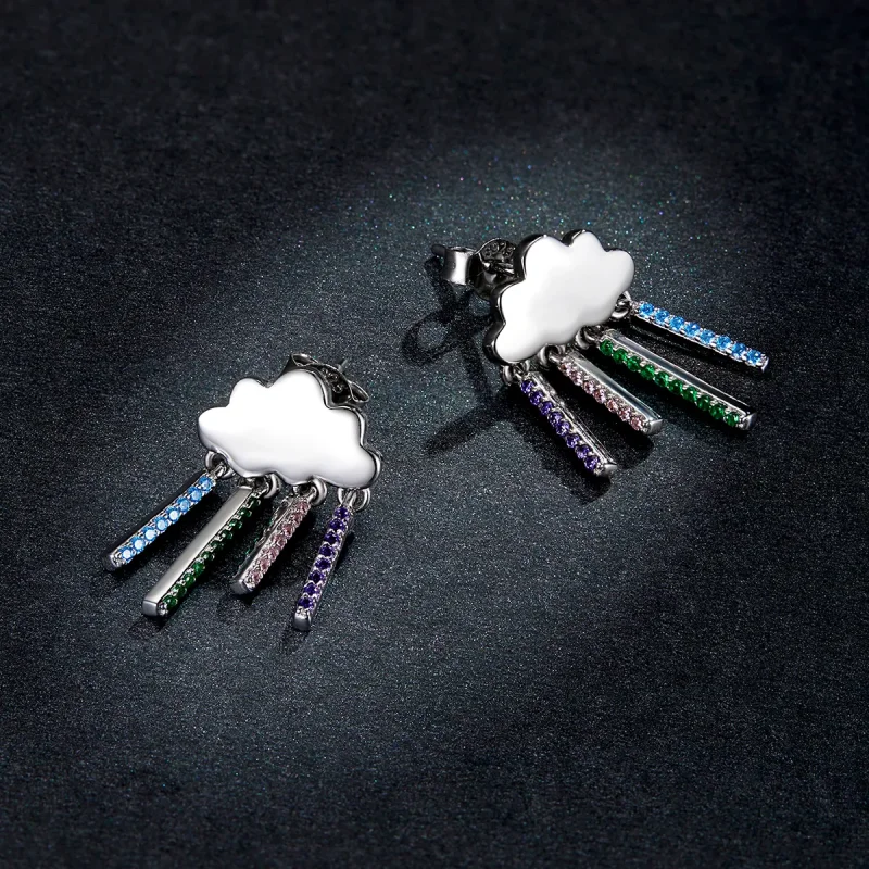 (imagine pentru) Pandora Style Rainbow Rain Hanging Earrings - BSE468 - Vizualizare 5