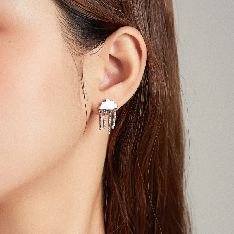 (imagine pentru) Pandora Style Rainbow Rain Hanging Earrings - BSE468 - Vizualizare 6