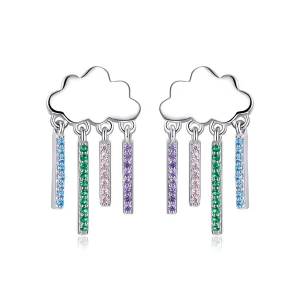 (imagine pentru) Pandora Style Rainbow Rain Hanging Earrings - BSE468