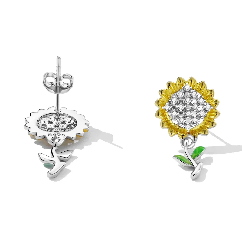 (imagine pentru) Pandora Style Sunflower Hanging Earrings - SCE1471 - Vizualizare 4