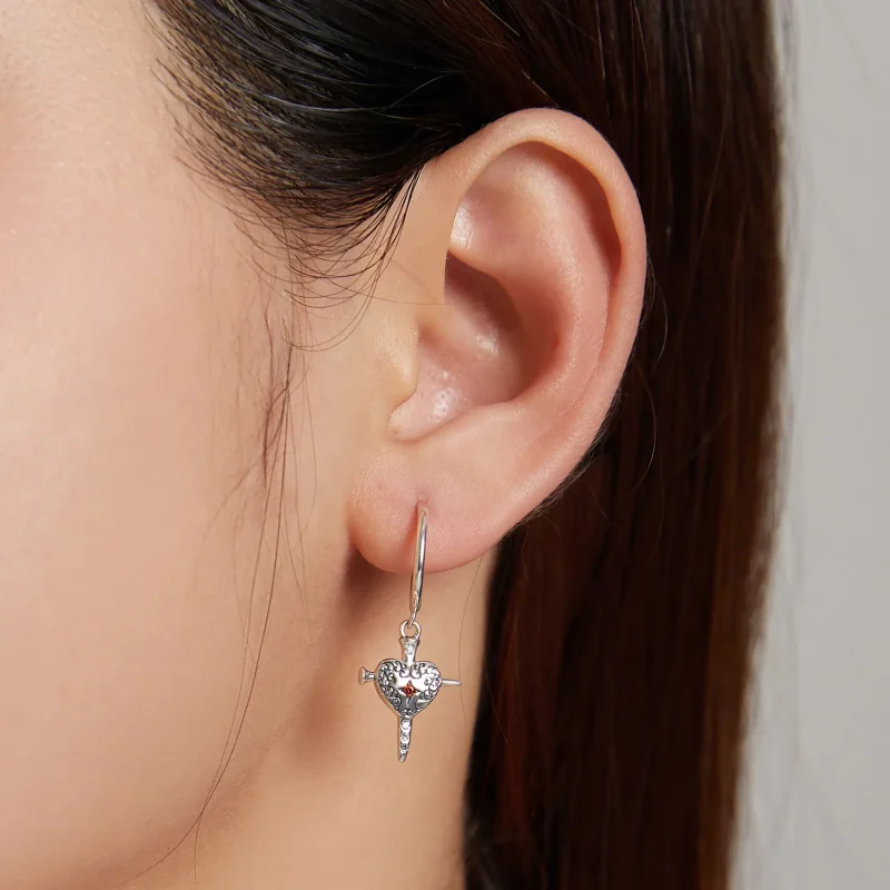 (imagine pentru) Pandora Style Sword of Love Hanging Earrings - SCE1180 - Vizualizare 4