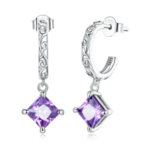(imagine pentru) Pandora Style Zirconium Pattern Hanging Earrings - SCE1416