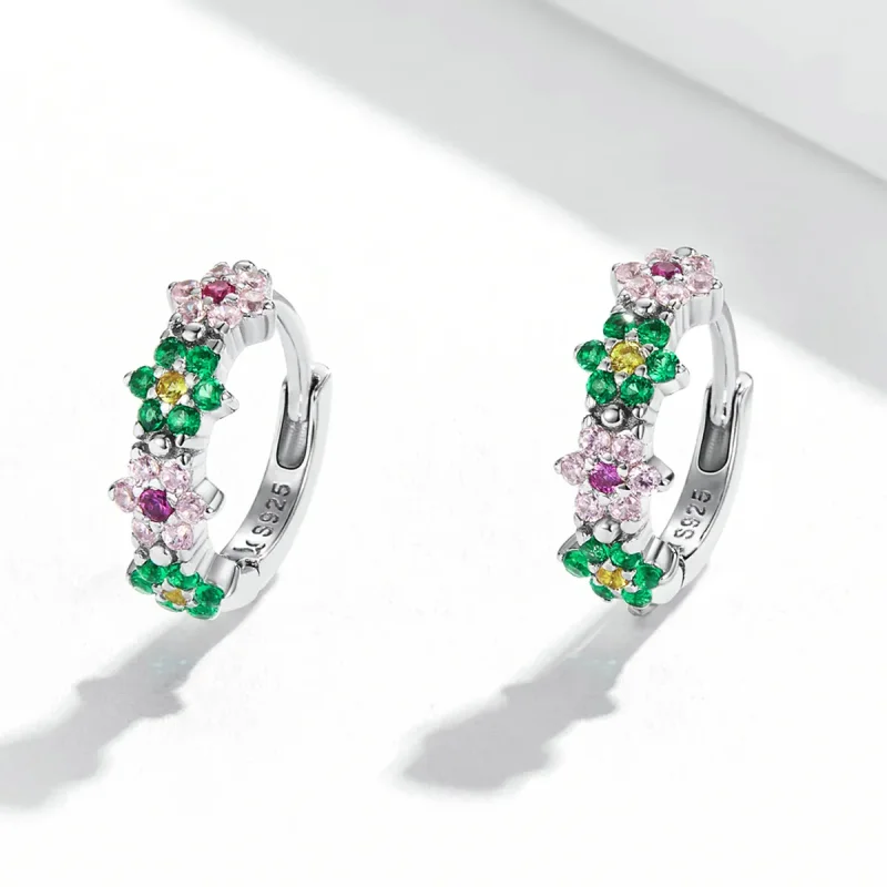 (imagine pentru) Cercei cu cerc cu flori delicate în stil Pandora - SCE1320 - Vizualizare 2