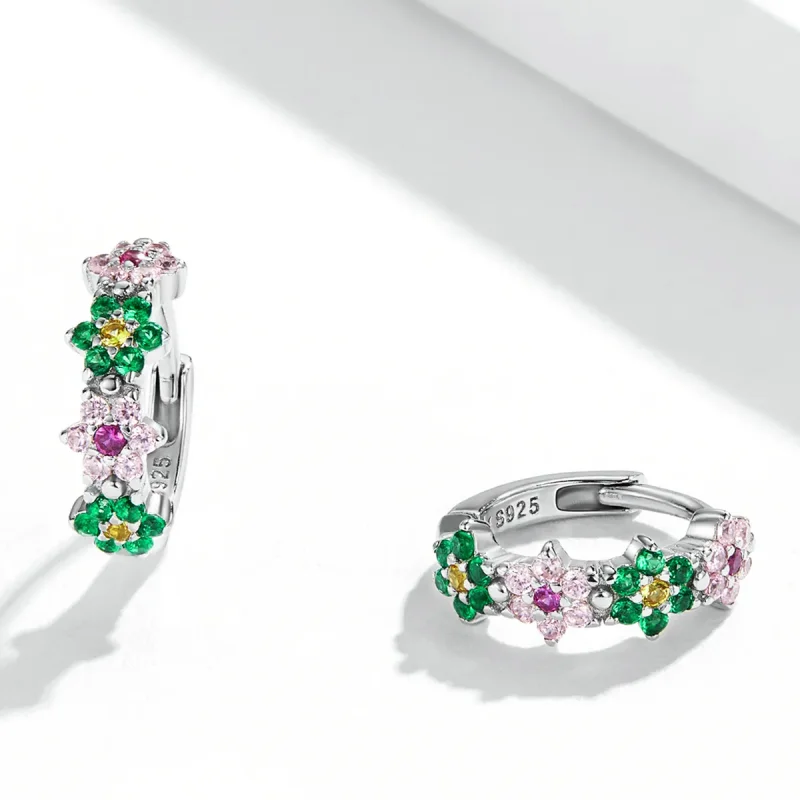 (imagine pentru) Cercei cu cerc cu flori delicate în stil Pandora - SCE1320 - Vizualizare 3