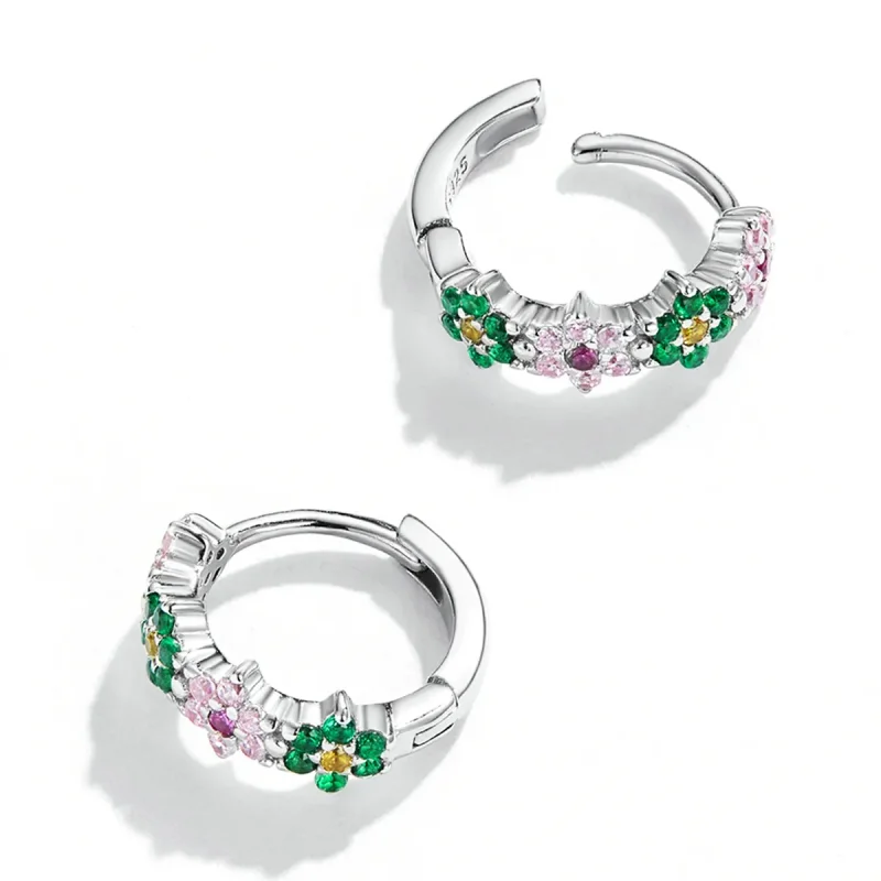 (imagine pentru) Cercei cu cerc cu flori delicate în stil Pandora - SCE1320 - Vizualizare 4