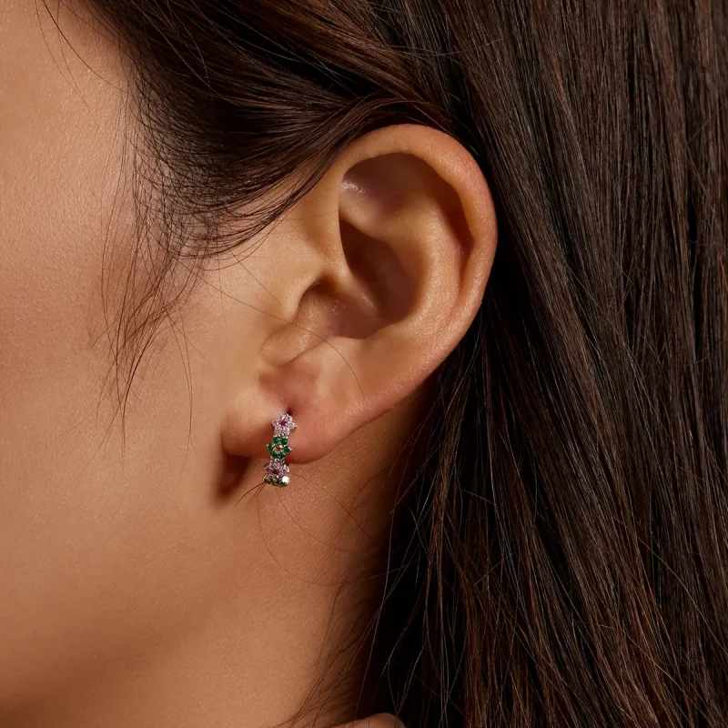 (imagine pentru) Cercei cu cerc cu flori delicate în stil Pandora - SCE1320 - Vizualizare 5