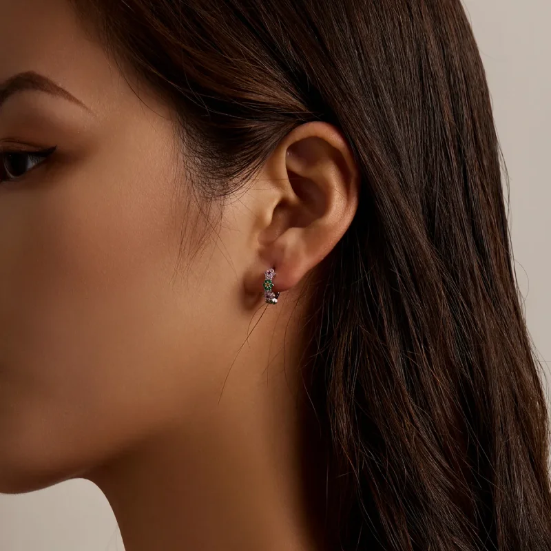(imagine pentru) Cercei cu cerc cu flori delicate în stil Pandora - SCE1320 - Vizualizare 7