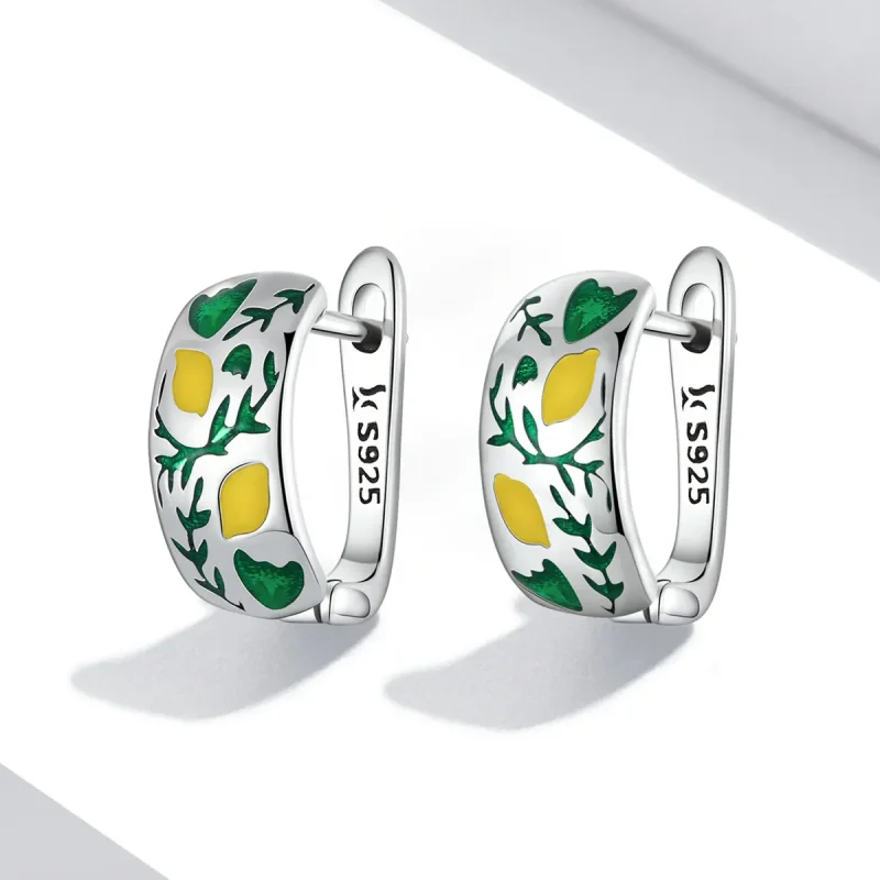 (imagine pentru) Cercei cu cercel Pandora stil frunză verde lămâie - SCE1376 - Vizualizare 2