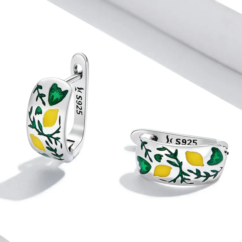 (imagine pentru) Cercei cu cercel Pandora stil frunză verde lămâie - SCE1376 - Vizualizare 3