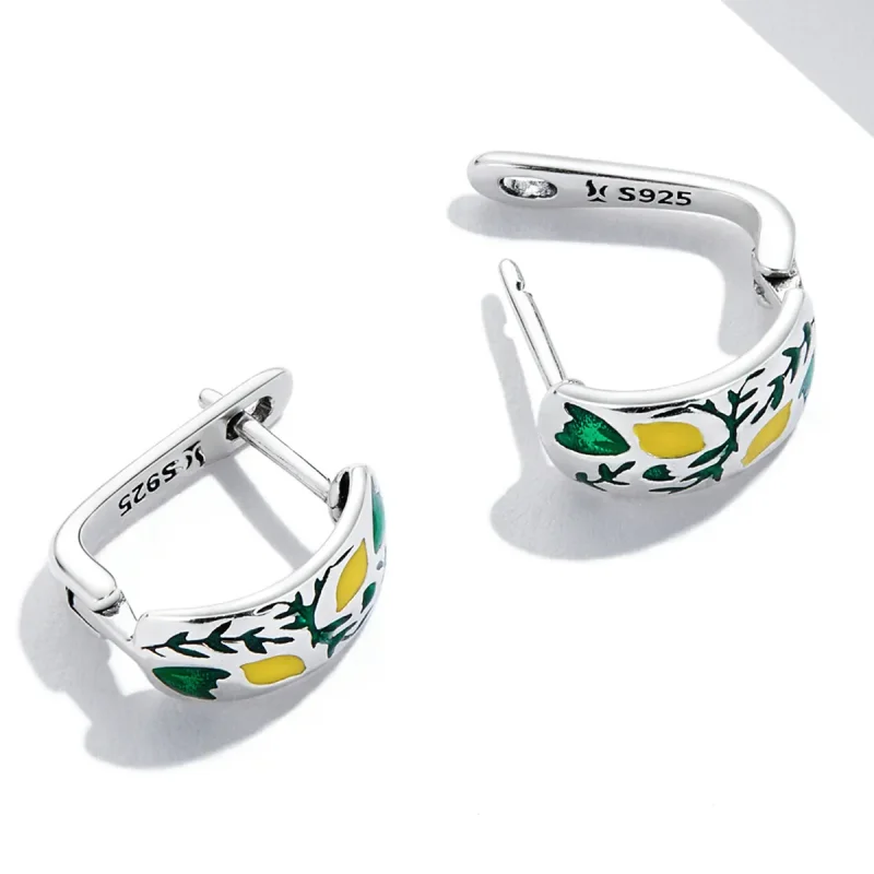 (imagine pentru) Cercei cu cercel Pandora stil frunză verde lămâie - SCE1376 - Vizualizare 4