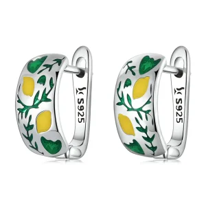 (imagine pentru) Cercei cu cercel Pandora stil frunză verde lămâie - SCE1376