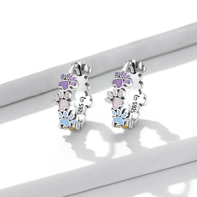 (imagine pentru) Cercei cu gheare colorate în stil Pandora - BSE580 - Vizualizare 2