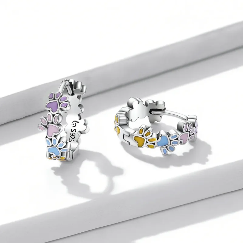 (imagine pentru) Cercei cu gheare colorate în stil Pandora - BSE580 - Vizualizare 3