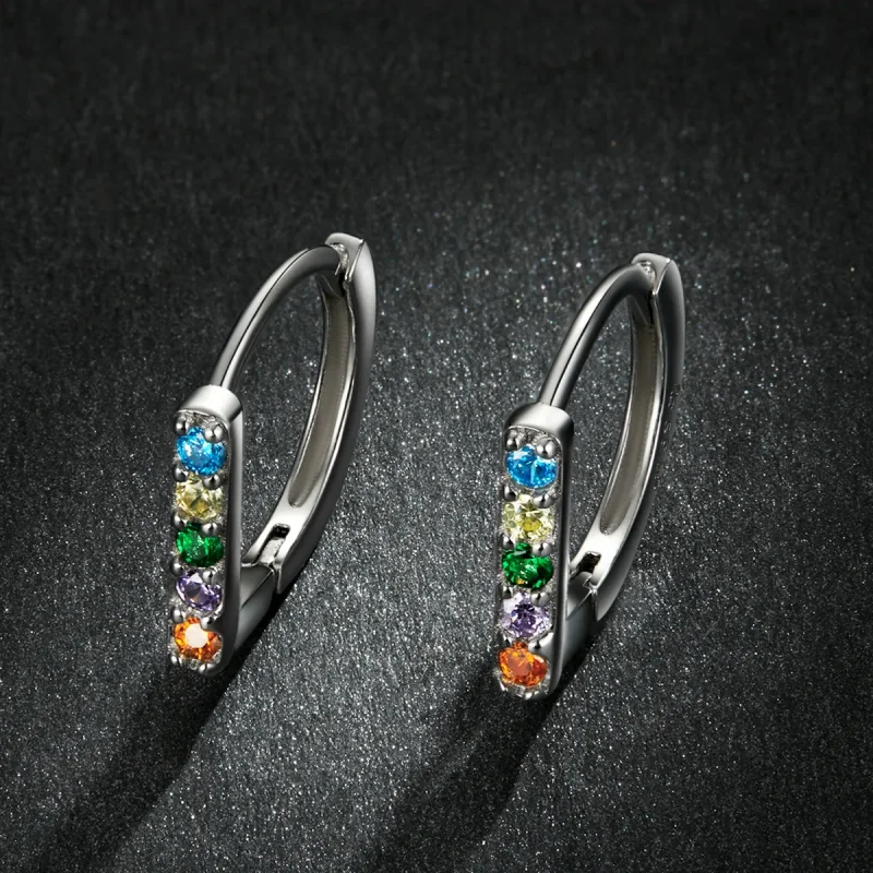 (imagine pentru) Cercei cu inel Zircon colorat în stil Pandora - BSE576 - Vizualizare 5