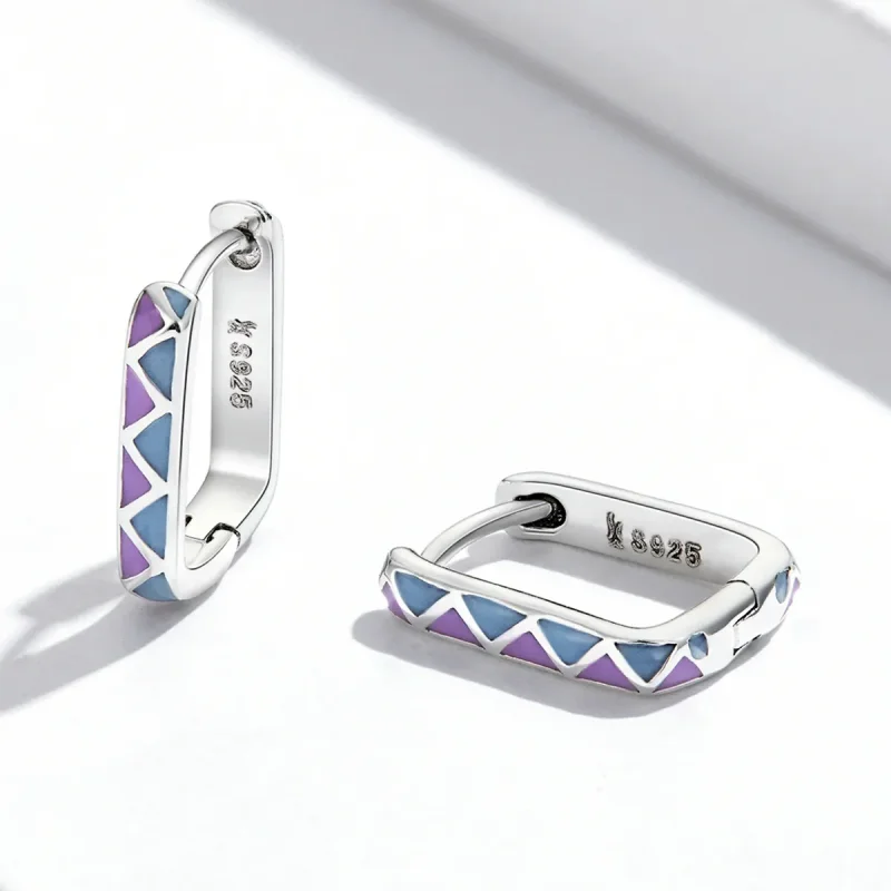 (imagine pentru) Cercei cu model Pandora de tip cerc simplu cu contrast de culori - SCE1371-VT - Vizualizare 3